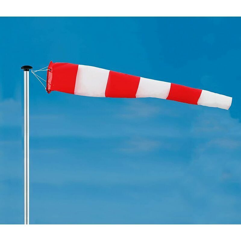 Manche à air pour l'extérieur, Indicateur de Direction du Vent en Rouge et Blanc 150x30x15cm. Suspension & émerillon, résistant aux intempéries - 3