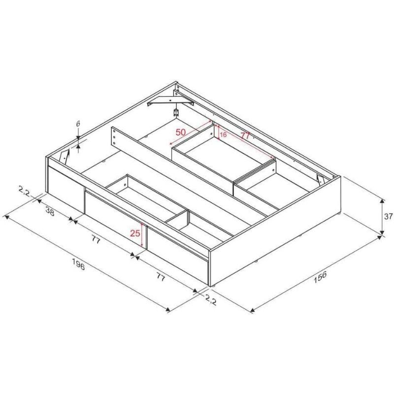 Mobelcenter - Cama de Matrimonio con 4 cajones Kendra - Color Roble Canadian - Ancho: 156 cm x Fondo: 196 cm x Alto: 37 cm (Roble Canadian) (1104) - 3