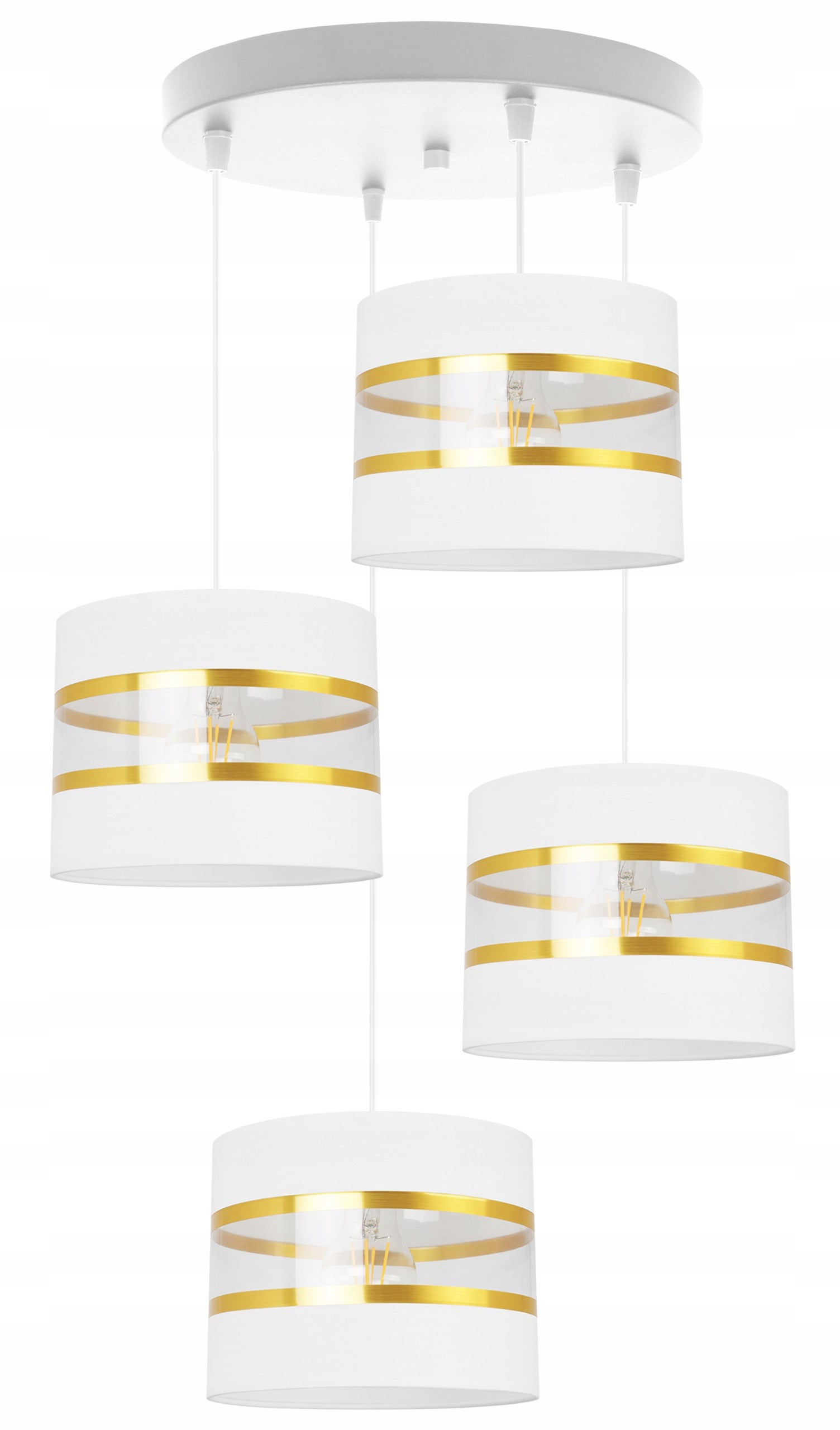 Lampa sufitowa wisząca Elegance Gold modern 4xE27 abażur walec biały Light Home LH