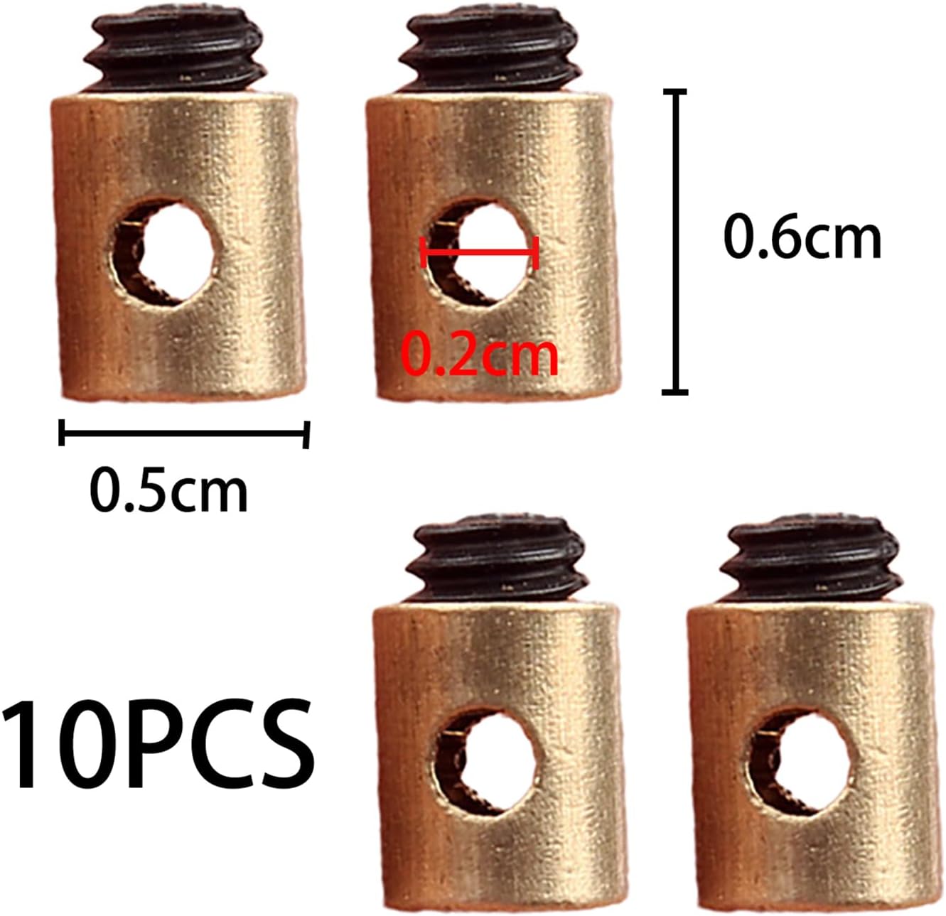 10 pièces Câbles et gaines de frein vélo(5 x 6 mm),Serre-câble d'accélérateur universel en laiton, serre-fil de moto,pour Accélérateurs - 5