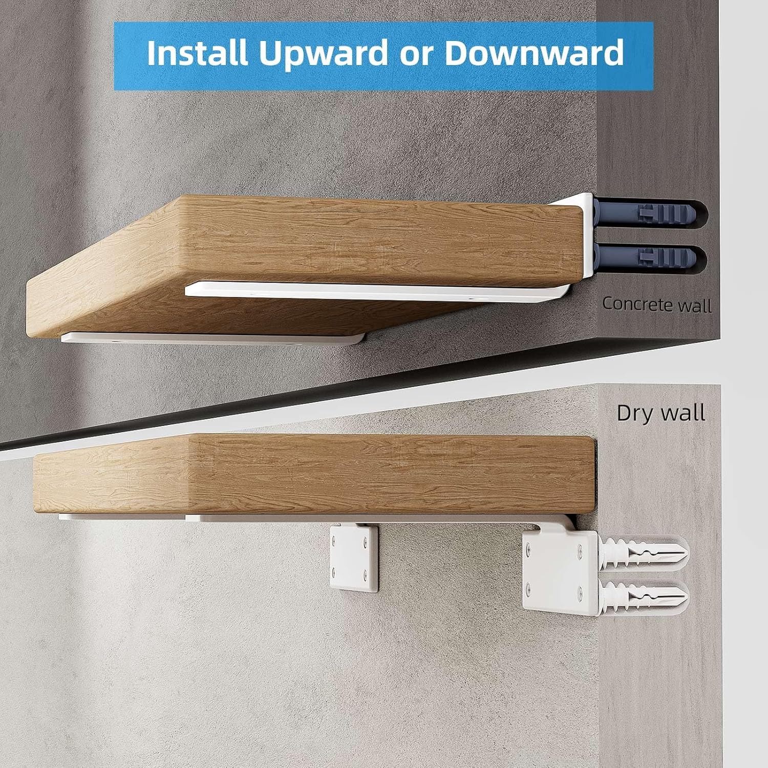 (Blanc, 15 cm) Lot de 2 supports d'étagère robustes pour montage mural, capacité de charge de 75 kg, support de suspension en forme de T - 6