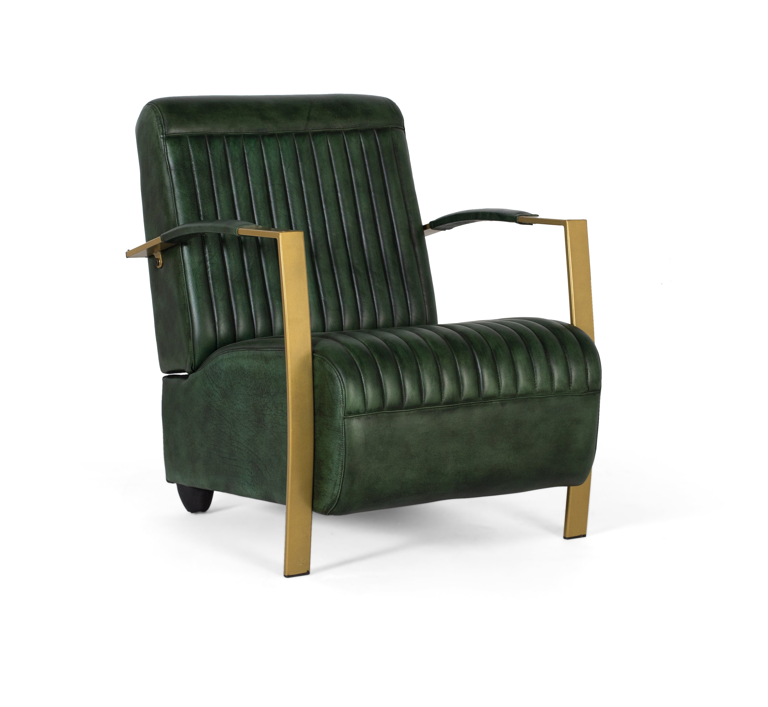 Fauteuil z naturalnej skóry ze strukturą w kolorze złotym