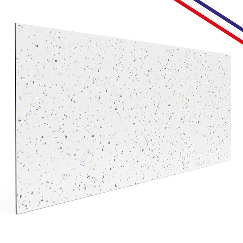 Crédence de salle de bain en Aluminium style terrazzo blanc 140x30 cm (en 2 bandeaux) - Bianco Terrazzo - 4