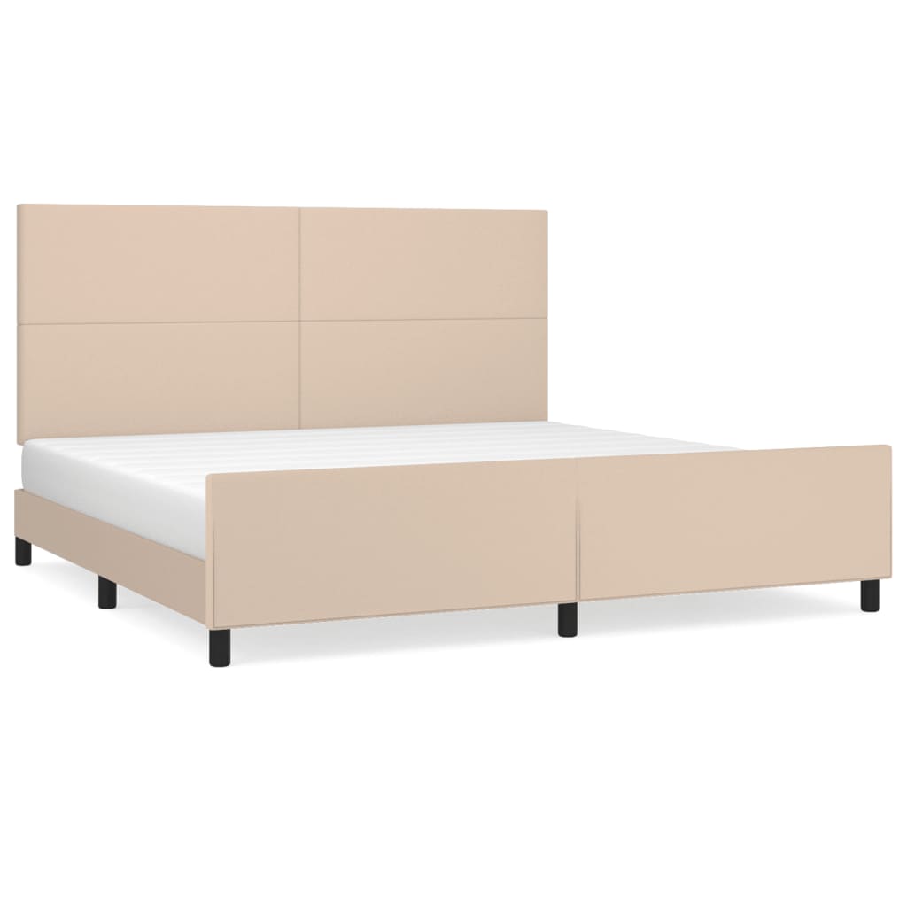 Maison Exclusive - Estrutura cama cabeceira 200x200 cm couro artificial cappuccino - 2