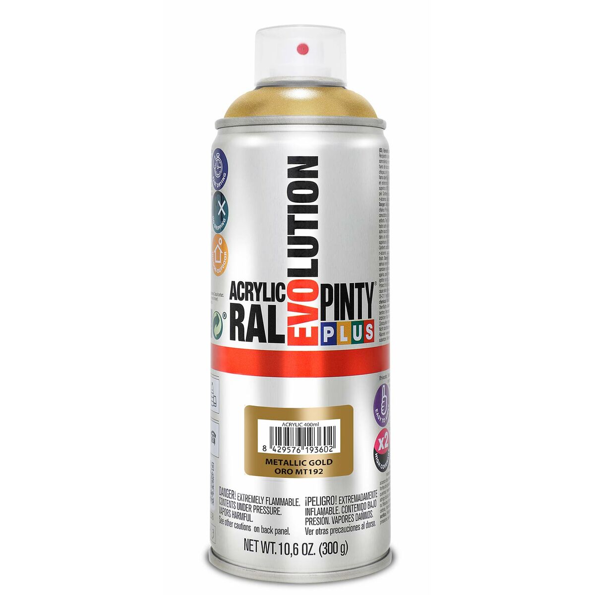 Farba metaliczna w sprayu PintyPlus Evolution Metallic 400ml złoty