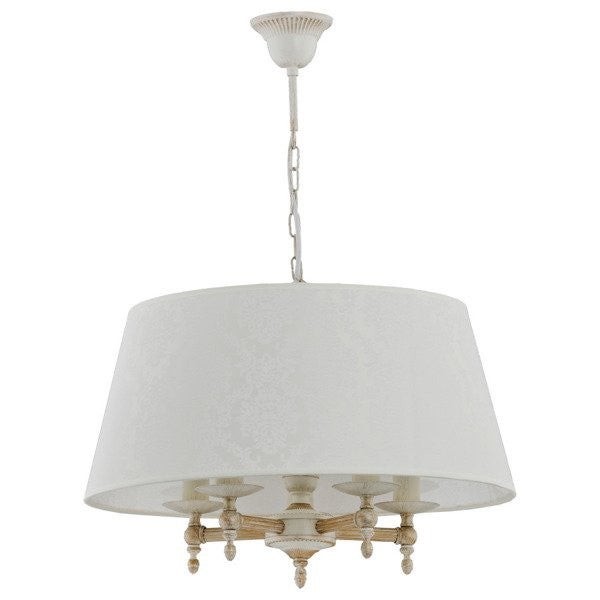Lampa wisząca Roksana biała 5xE14x10W styl klasyczny wym: 65 x 50 x 50 cm metal Alfa