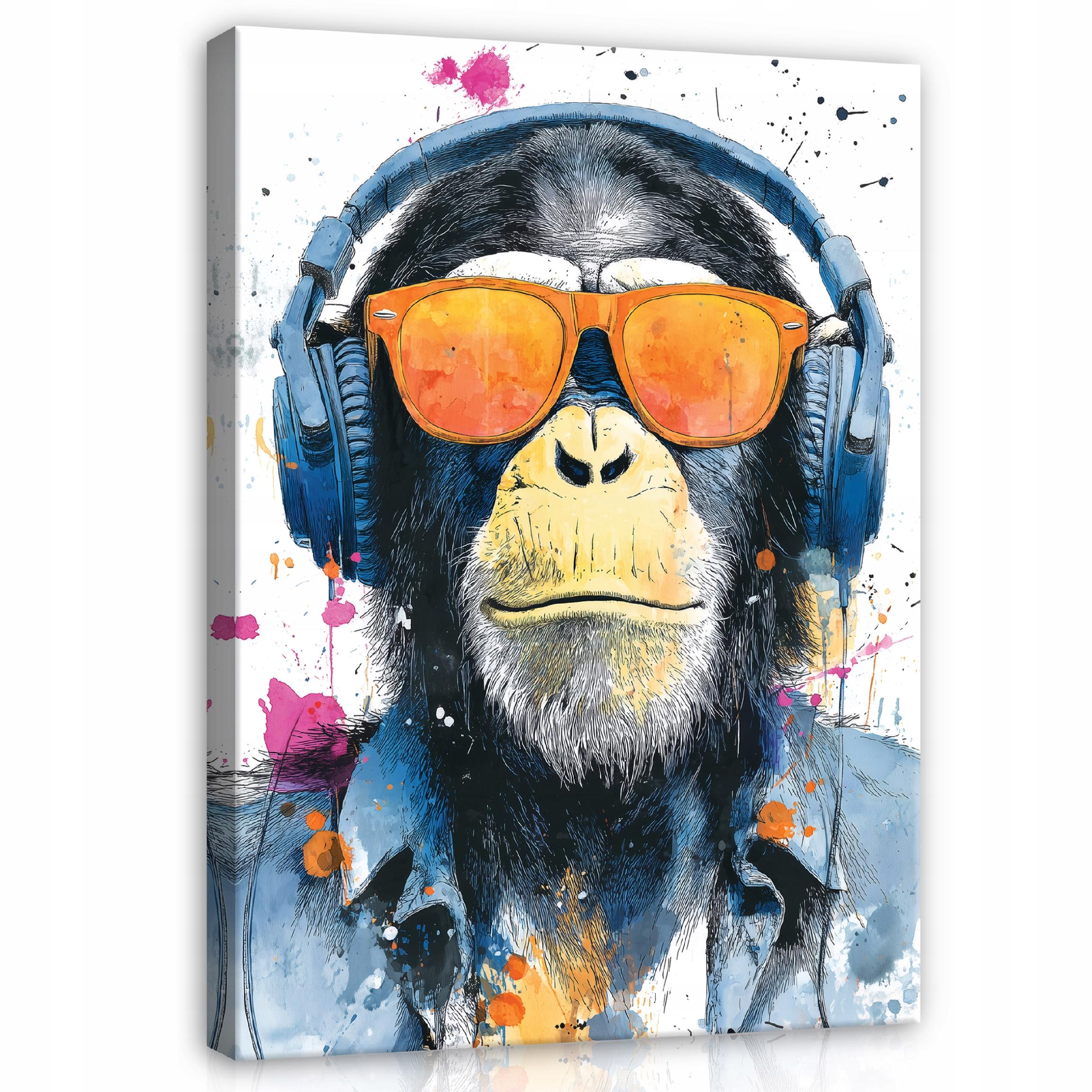Tablou Canvas graffiti albastru maimuta Tablou decorativ Living Bucatarie Tablouri de perete 60x90 cm