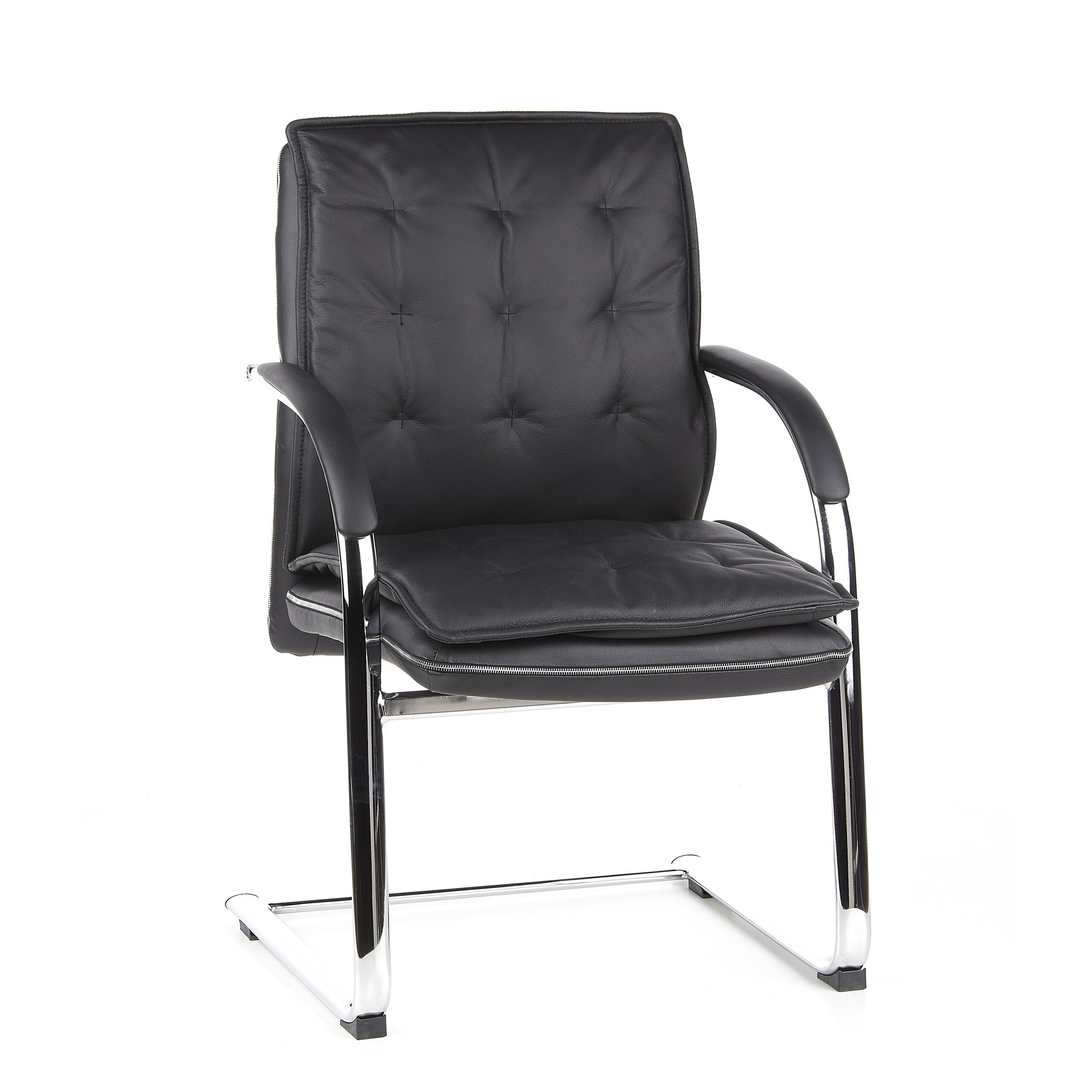 Krzesło konferencyjne / wspornik / krzesło skóra nappa VILLA V czarny hjh OFFICE