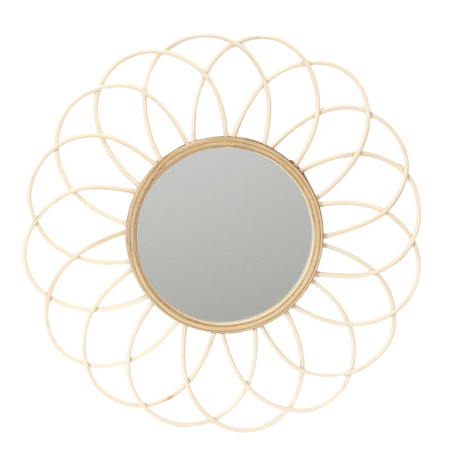 Miroir rosace en rotin D.56 cm | Maisons du Monde