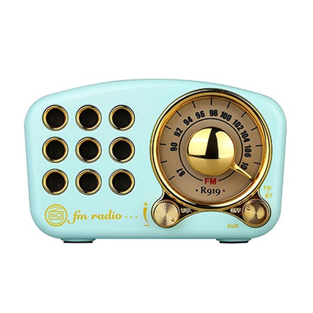 Enceinte Bluetooth rétro, radio FM vintage, basses puissantes, volume élevé, connexion sans fil, carte TF, lecteur MP3 (bleu)