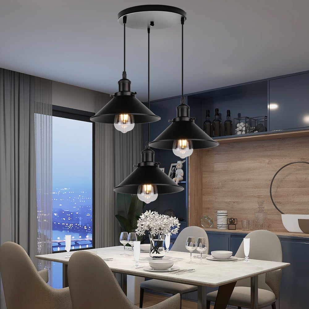 Lampadario Industriale Nero 33 Cm – Sospensione Vintage In Ferro Con Portalampada E27, Catena 80 Cm