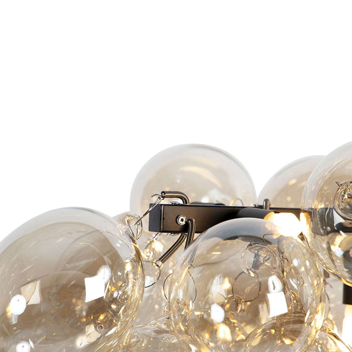 Qazqa design lampe suspendue pour table à manger - Uvas - ambre, max. 28w, g9, à 8 lumières, 80cm, idéal pour la salle à manger - 5