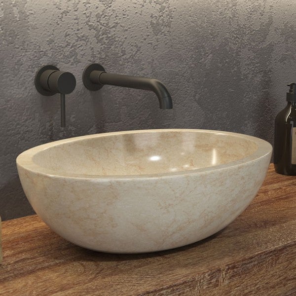 Lavabo da appoggio in marmo leonor sop cream - 2