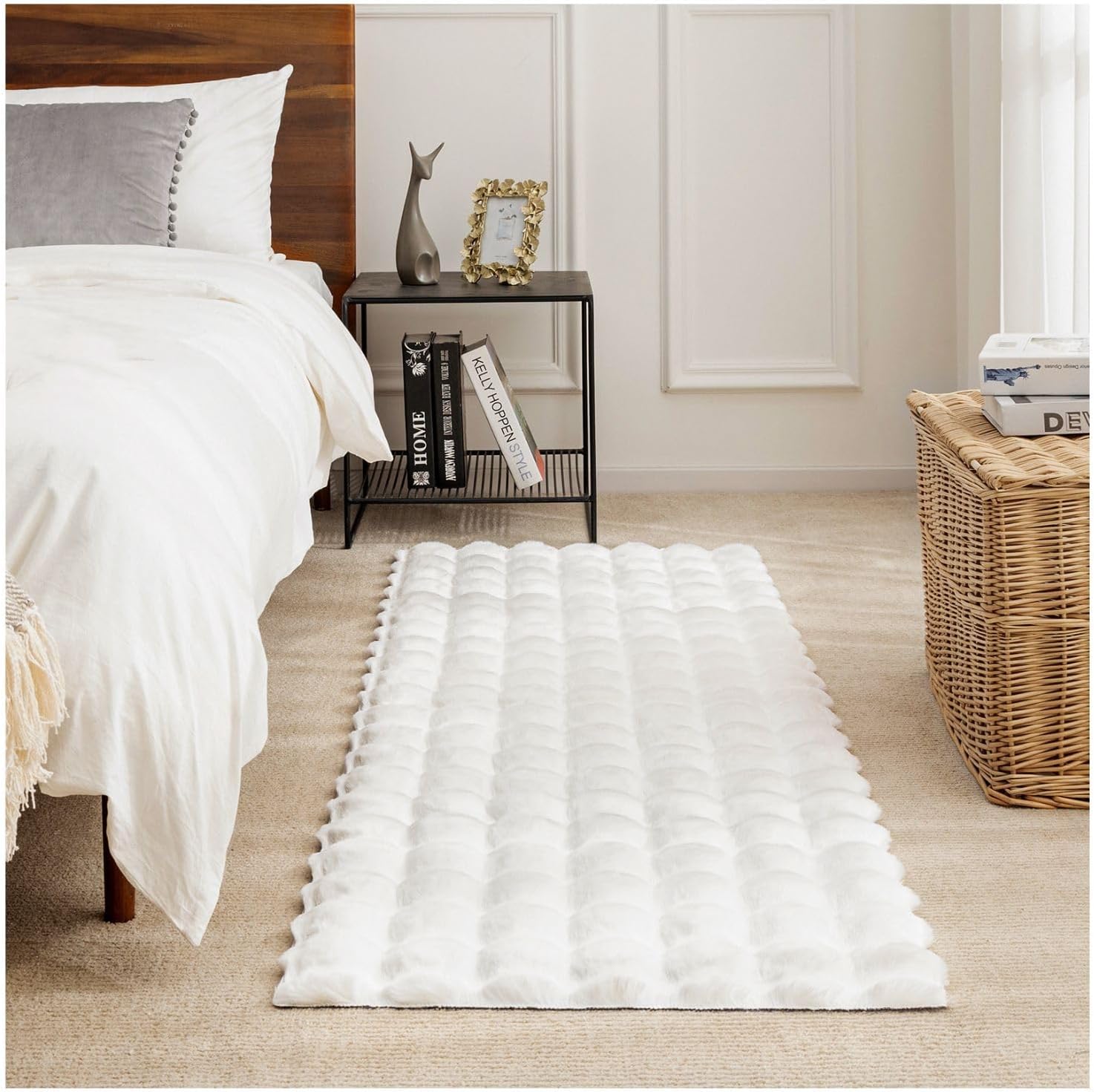 Tapis en fausse fourrure de lapin, 80 x 120 cm, doux et moelleux, idéal pour le salon, la chambre à coucher, lavable en machine - 2
