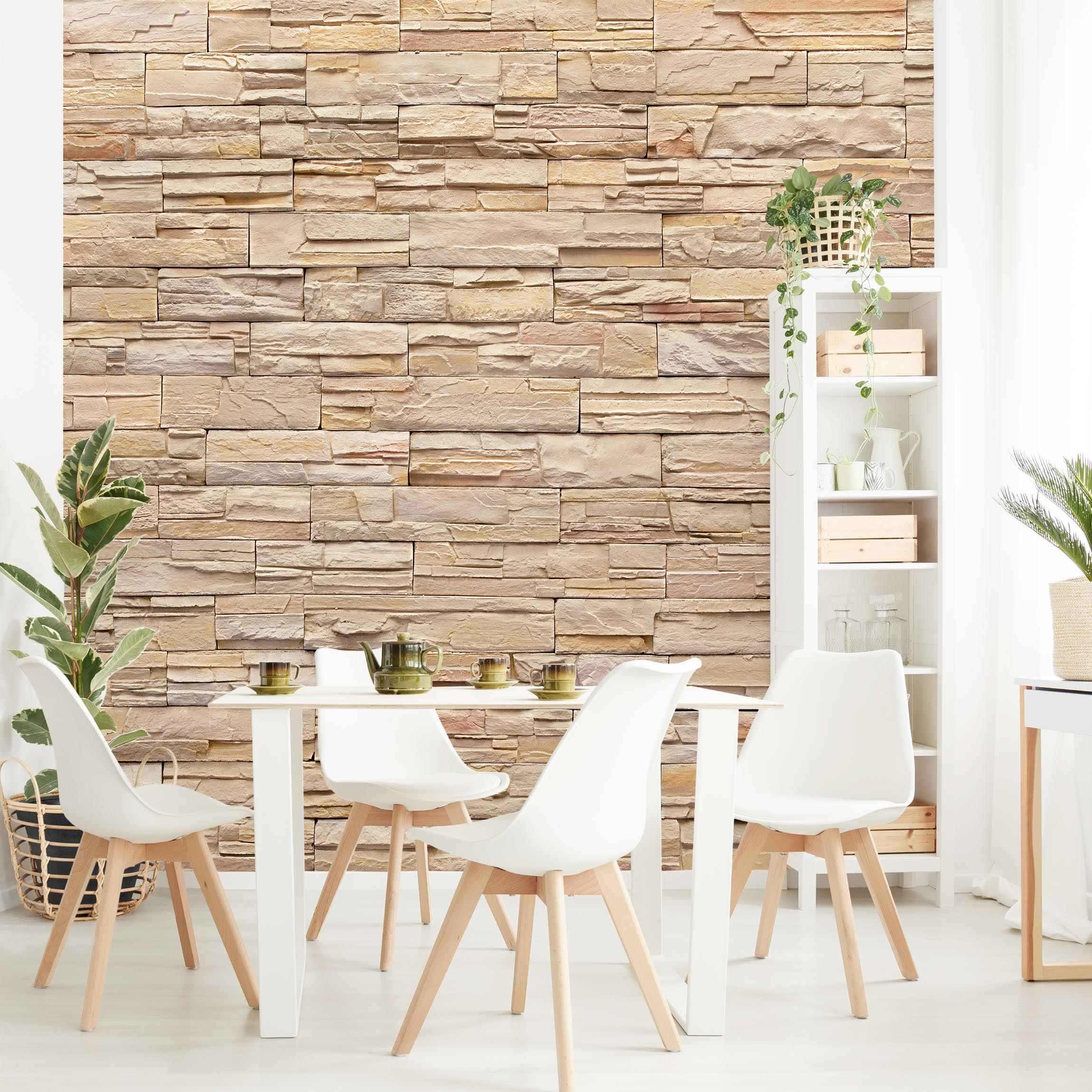 Papel pintado fotomural 3d estampado imitación piedra rústico 11 - salón dormitorio cocina pasillo - tnt 288 x 288 cm premium