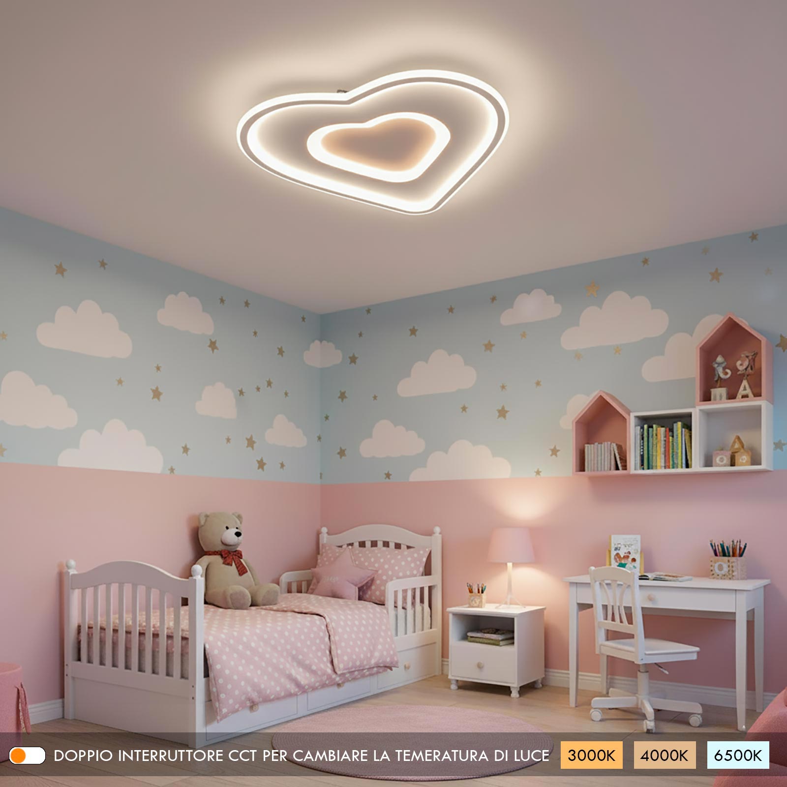 MOONSEA 46W Plafoniera LED, 3 Colori 3000K/4000K/6500K