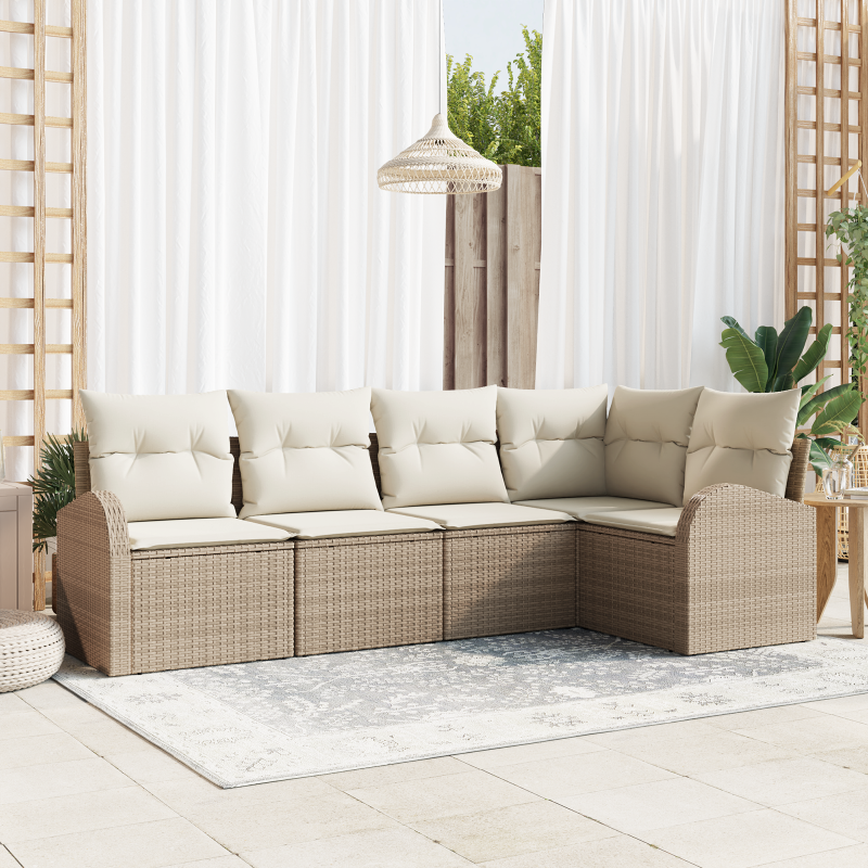 Zestaw Sof z poduszką 5 pcs Beżowy Poliester vidaXL
