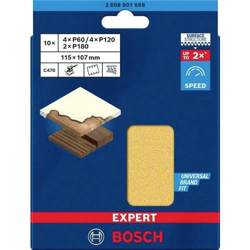 Set de hojas de lija EXPERT C470 de 115 x 107 mm, G 60/120/180, 10 unidades - 2