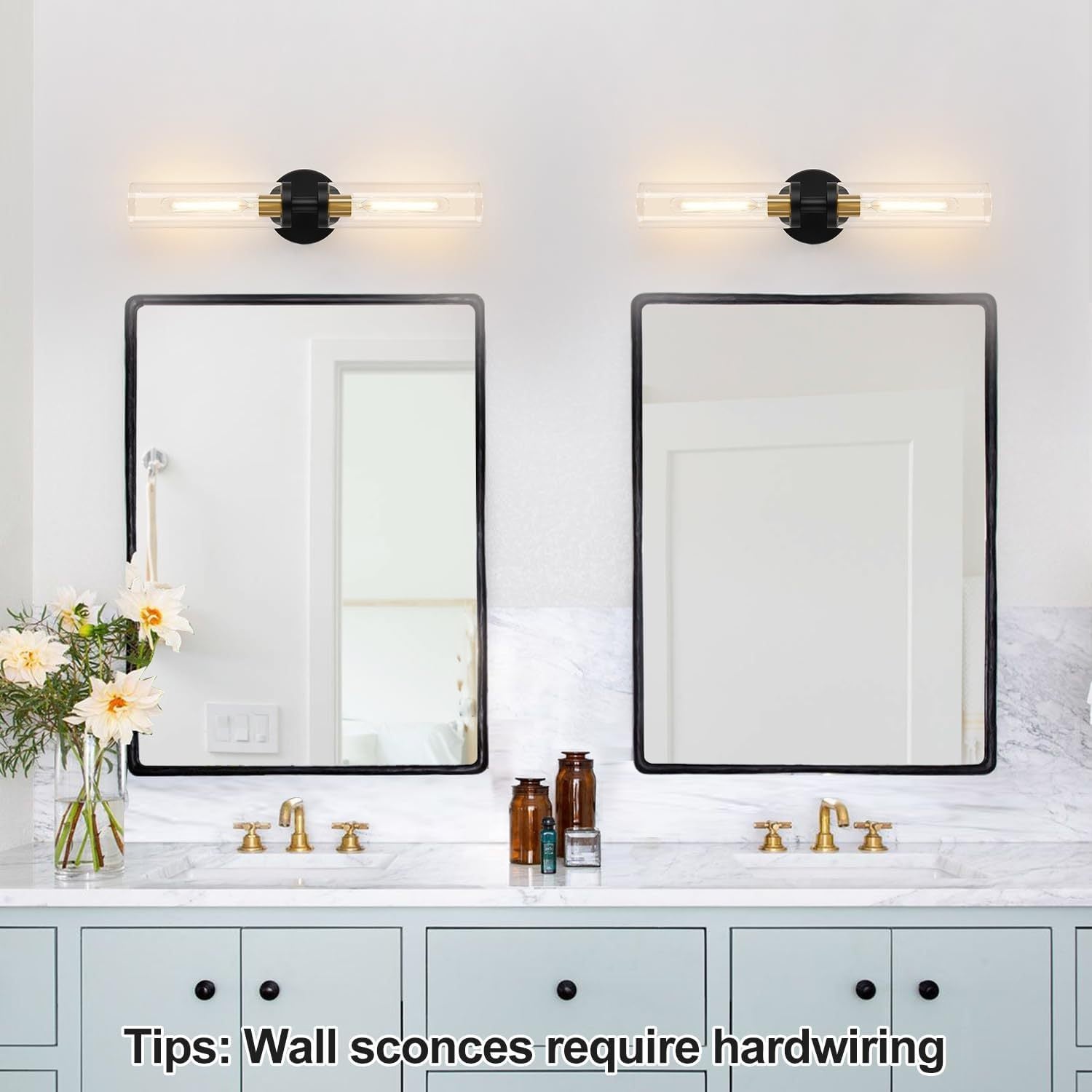 Applique murale design - Miroir lumineux LED - Lumière chaude 3000K ...
