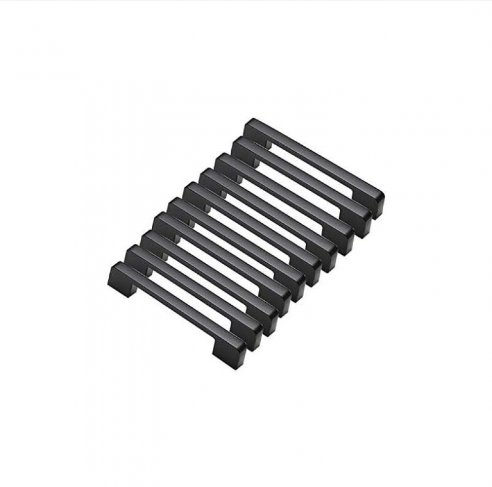 Zestaw 10 czarnych aluminiowych klamek w kształcie litery T do szafek kuchennych, otwór centralny 160 mm