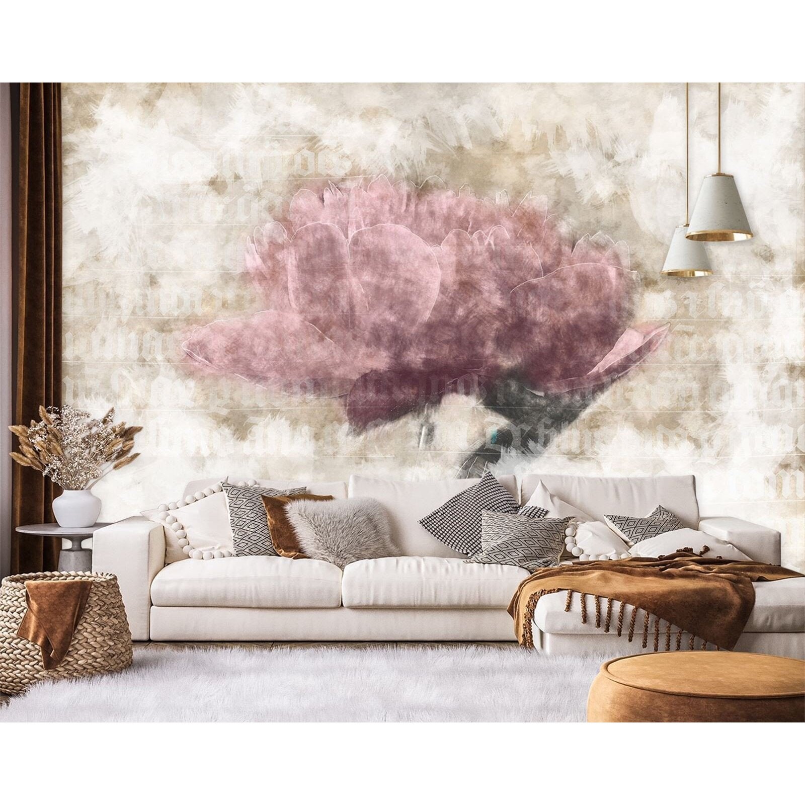 Papier peint fleurs abstraites aux pastels - 400 x 280 cm - 2
