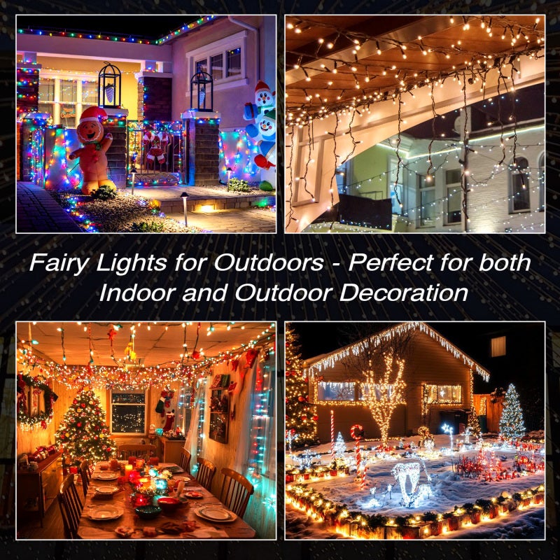 LED guirlande lumineuse 100m 500LED avec 8 modes guirlande extérieure pour intérieur Noël mariage fête jardin déco blanc froid - 5