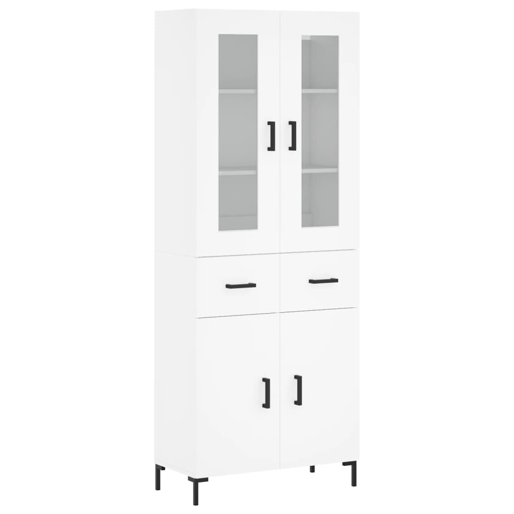 Buffet haut Blanc 69,5x34x180 cm Bois d'ingénierie - 2