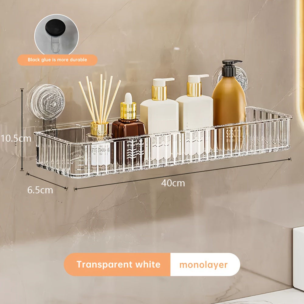 2 étagères de salle de bain à ventouse, rangement pour produits de toilette, rangement pour cosmétiques,sans perçage,installation en une seconde-Blanc - 2