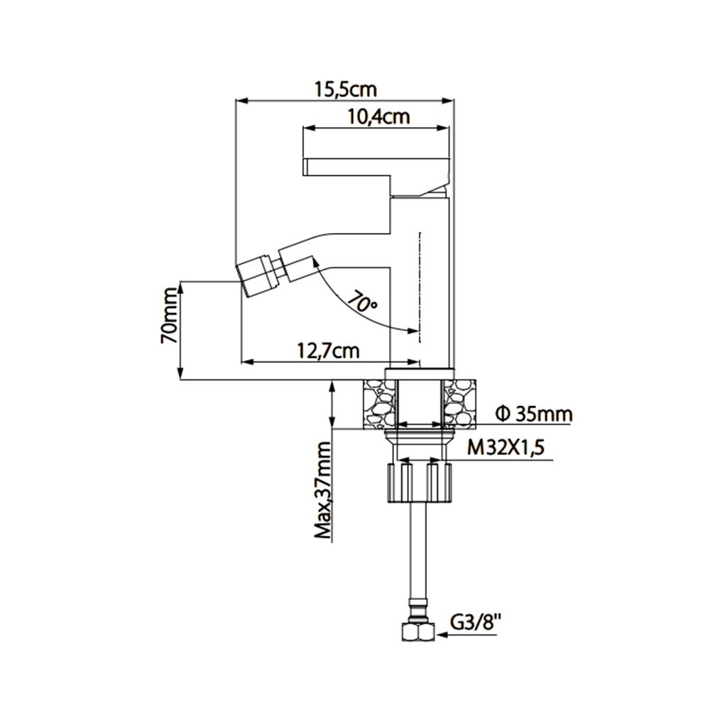 Monomando Bidé Len Cromo acabado cromo, con aireador Neoperl, cartucho cerámico, material inoxidable AISI 304, grifería de baño moderna - 3