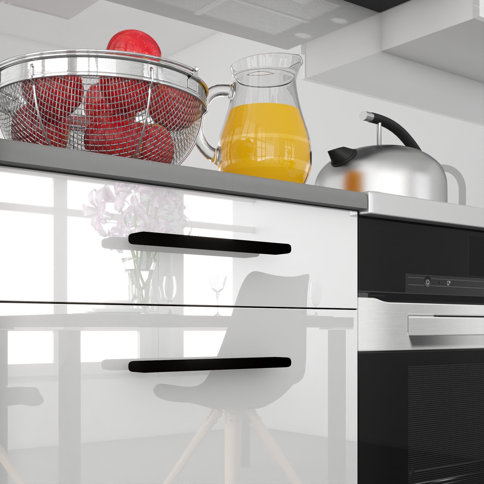 BELINI Cuisine Equipee Complete ITALIA 8 - 420 cm. Cuisine en L avec Plan de Travail, Blanc Très Brillant - 4