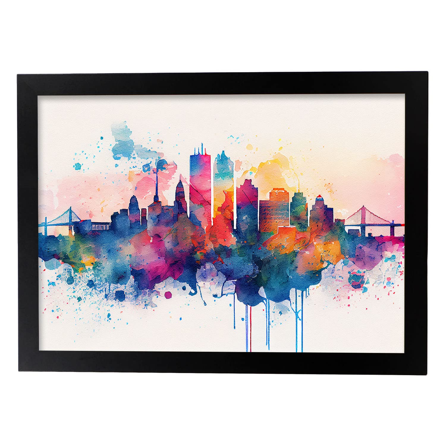 Nacnic poster de boston en estilo acuarela originales ilustraciones a todo color de ciudades y monumentos del mundo y modelo 1 a3 con marco negro