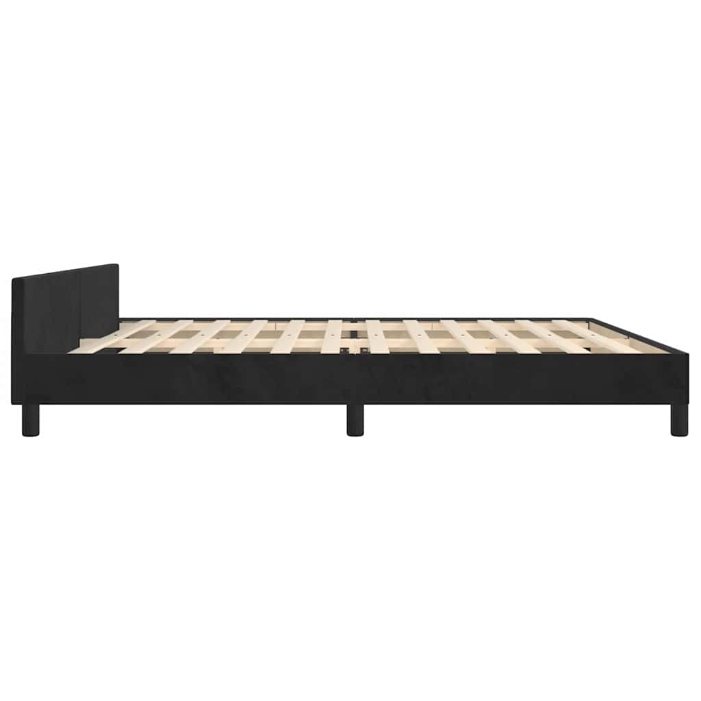 Cadre de lit sans matelas noir 200 x 200 cm en velours - 6