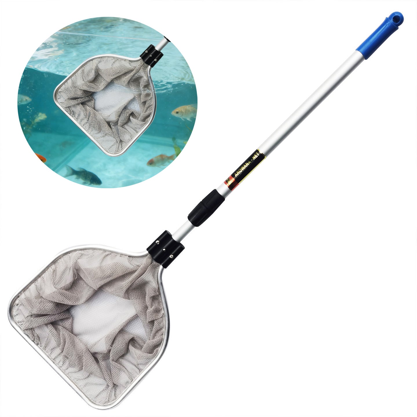 Eurocatch Épuisette De Piscine Robuste – Manche Télescopique 1,80 M + Filet 30x30 Cm – Parfait Pour Piscine, Étang, Spa