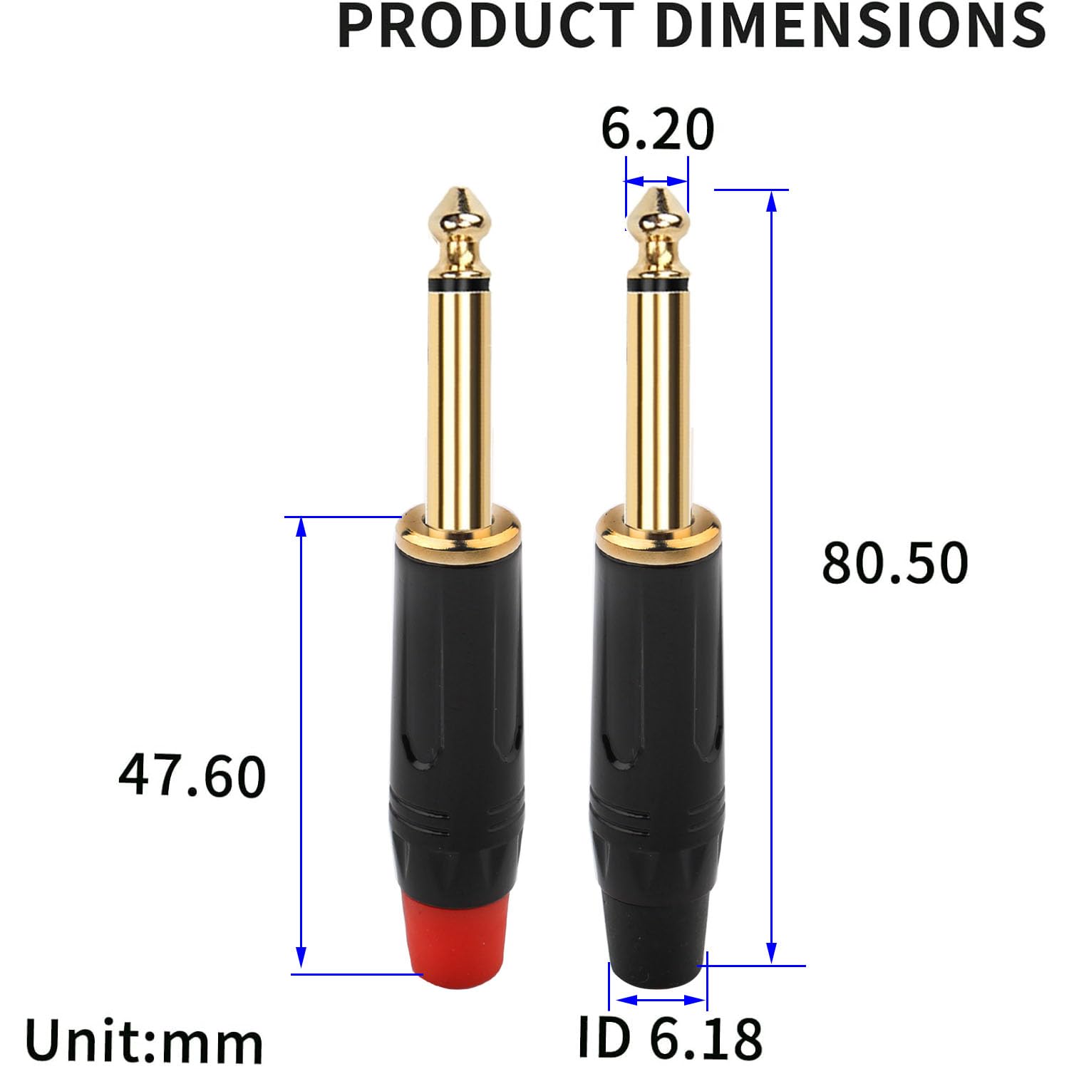 Spine Jack Stereo Metallo 6,35mm 1/4 TS/TRS Angolari E Dritte, Da Saldare, Placcate Oro