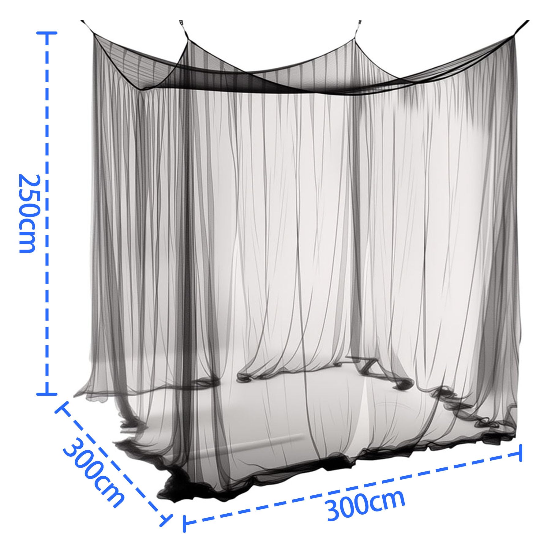 Moustiquaire pour extérieurs,300x300x250 cm,protection contre les insectes pour tonnelle,jardin,terrasse,maille 220,maille fine avec 1 porte (noir) - 3