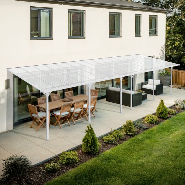 Pergola addossata/posto auto coperto 30m² KLEO 1000L300 alluminio Bianco