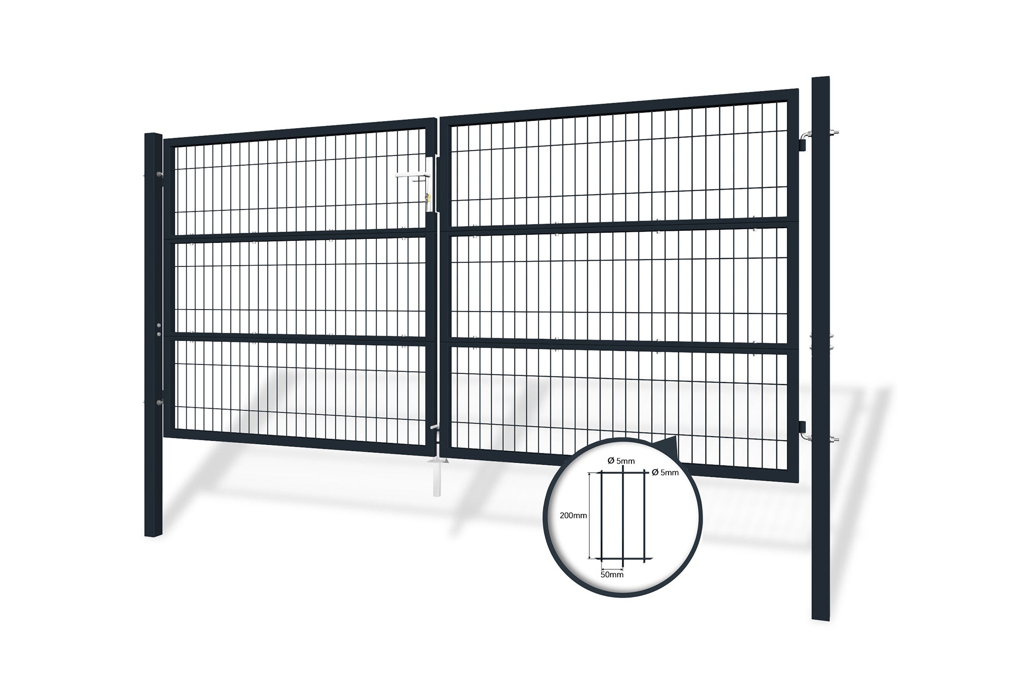 Portail battant grillagé 3m RAZO H.140cm Gris - 6