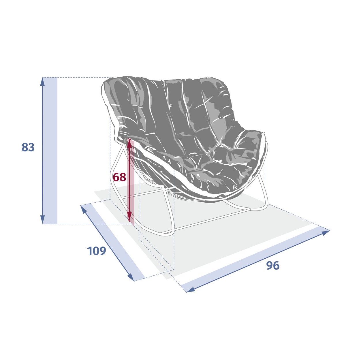 Fauteuil à bascule acier traité époxy PAOPAO beige et blanc - Hespéride - 6