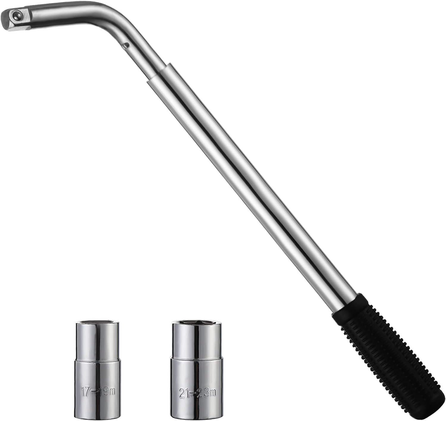 Teleskopowy klucz do kół, klucz do kół wysuwany 17/19 mm 21/23 mm, klucz do nakrętek kół do naprawy opon samochodowych