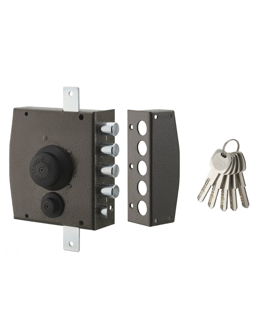 THIRARD - Serrure en applique à bouton pour porte d'entrée, 154x140mm, 3 pts, droite, 5 clés - THIRARD - 6