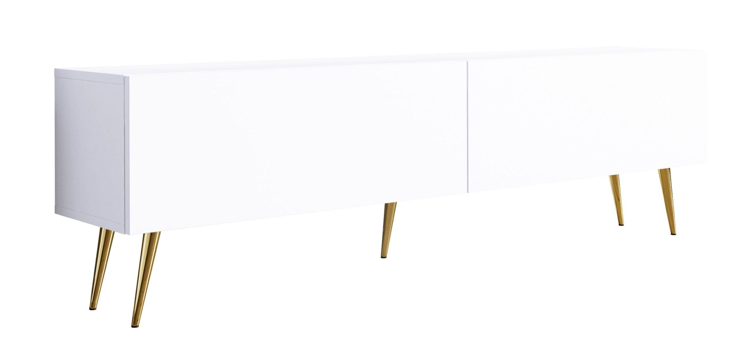 Szafka RTV : Biały Matowy, złote nogi, 170 x 32 x 52 cm