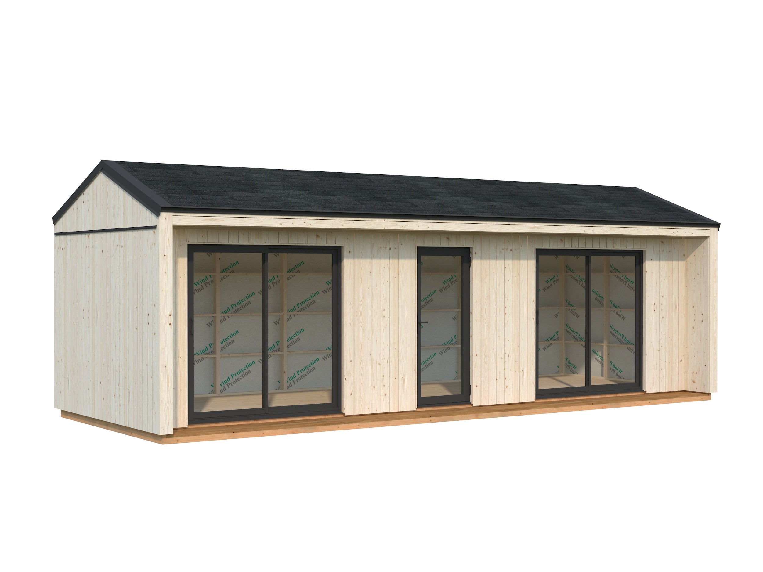 Tiny house en bois Rebekka - PALMAKO - 22,4 m² - 901 x 339 cm - Baies coulissantes double vitrage trempé - 2