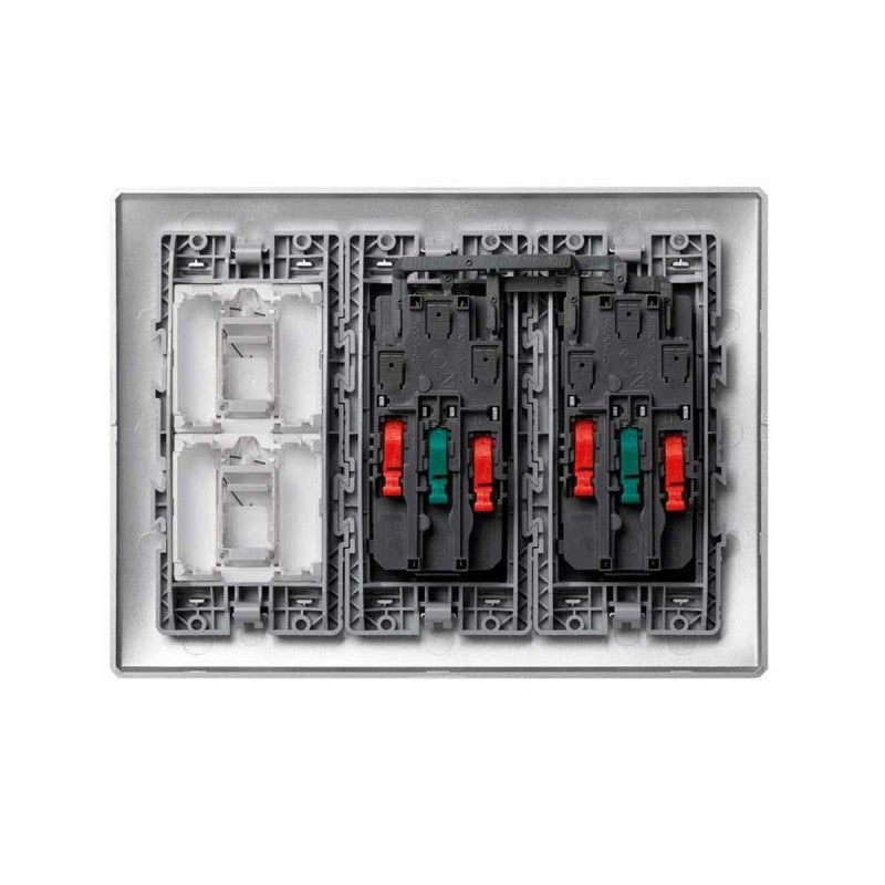 Kit de boîte murale de surface ou encastrée pour 3 éléments doubles avec 2 prises doubles et 2 plaques 1 RJ45 blanc Simon 500 Cima - 2