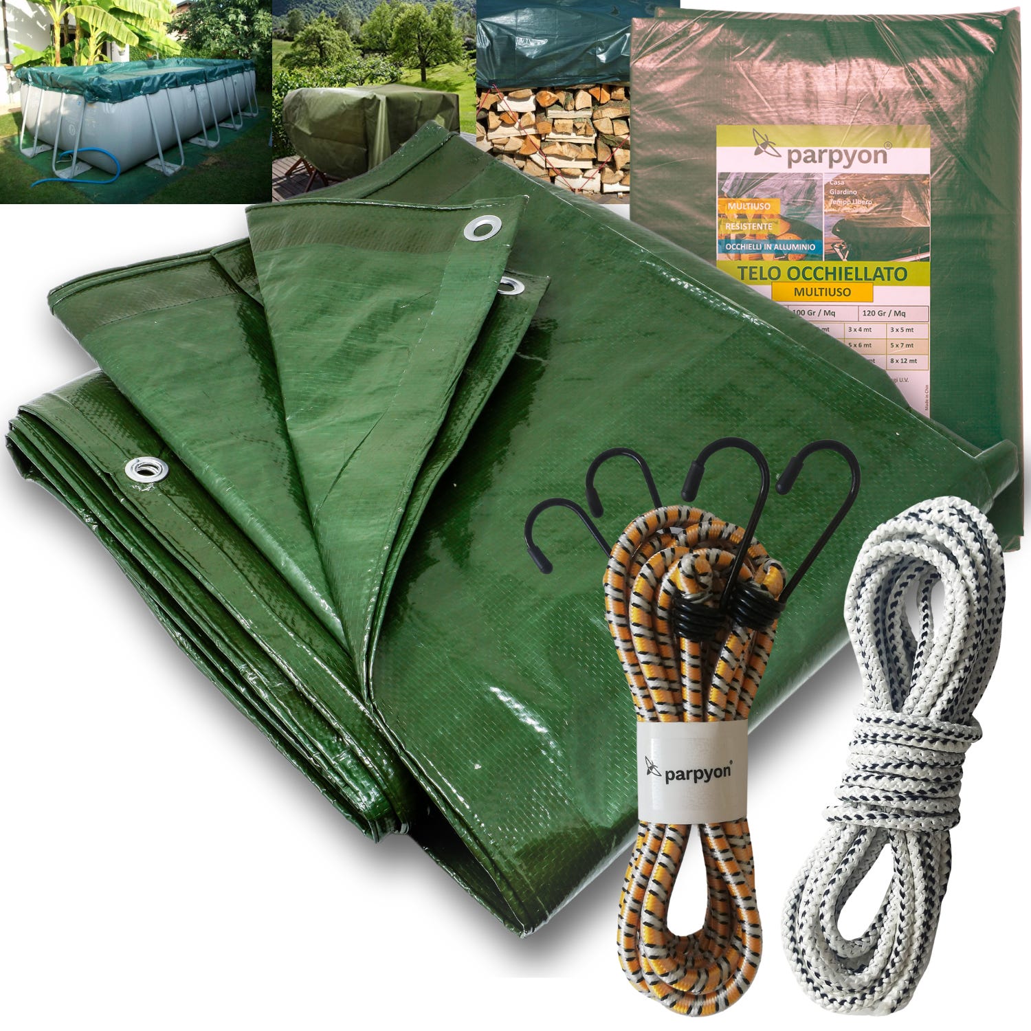 Telo Impermeabile Occhiellato 3x4 Metri - Bianco, 120 Gr/mq, Per Esterni - Foto 12