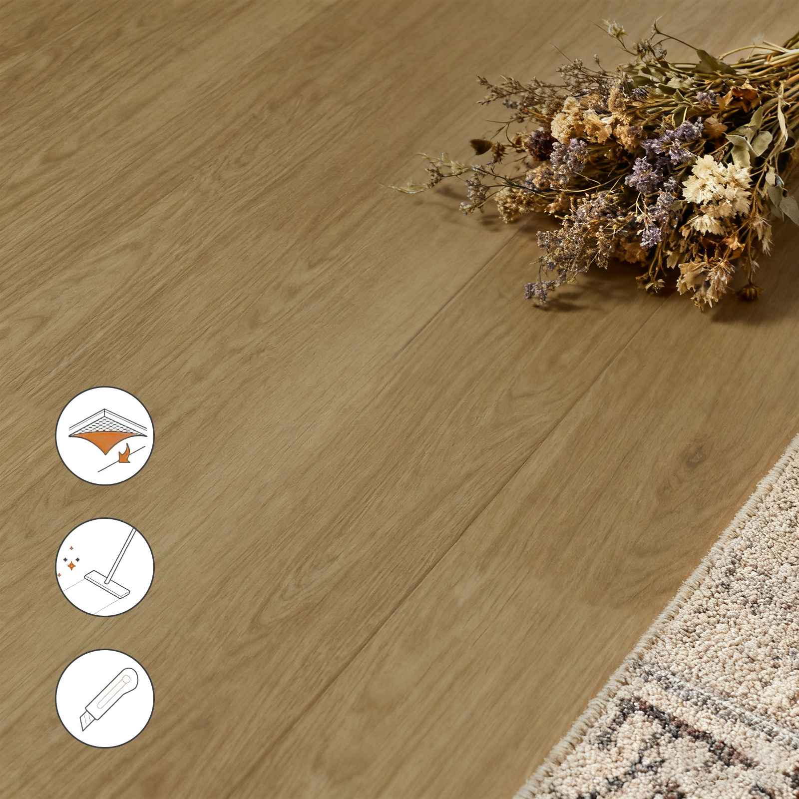 Pavimento PVC Imitazione Legno Resistente all'Acqua e all'Usura - 5 m²-36 pezzi, Installazione Facile, Manutenzione Semplificata - 8