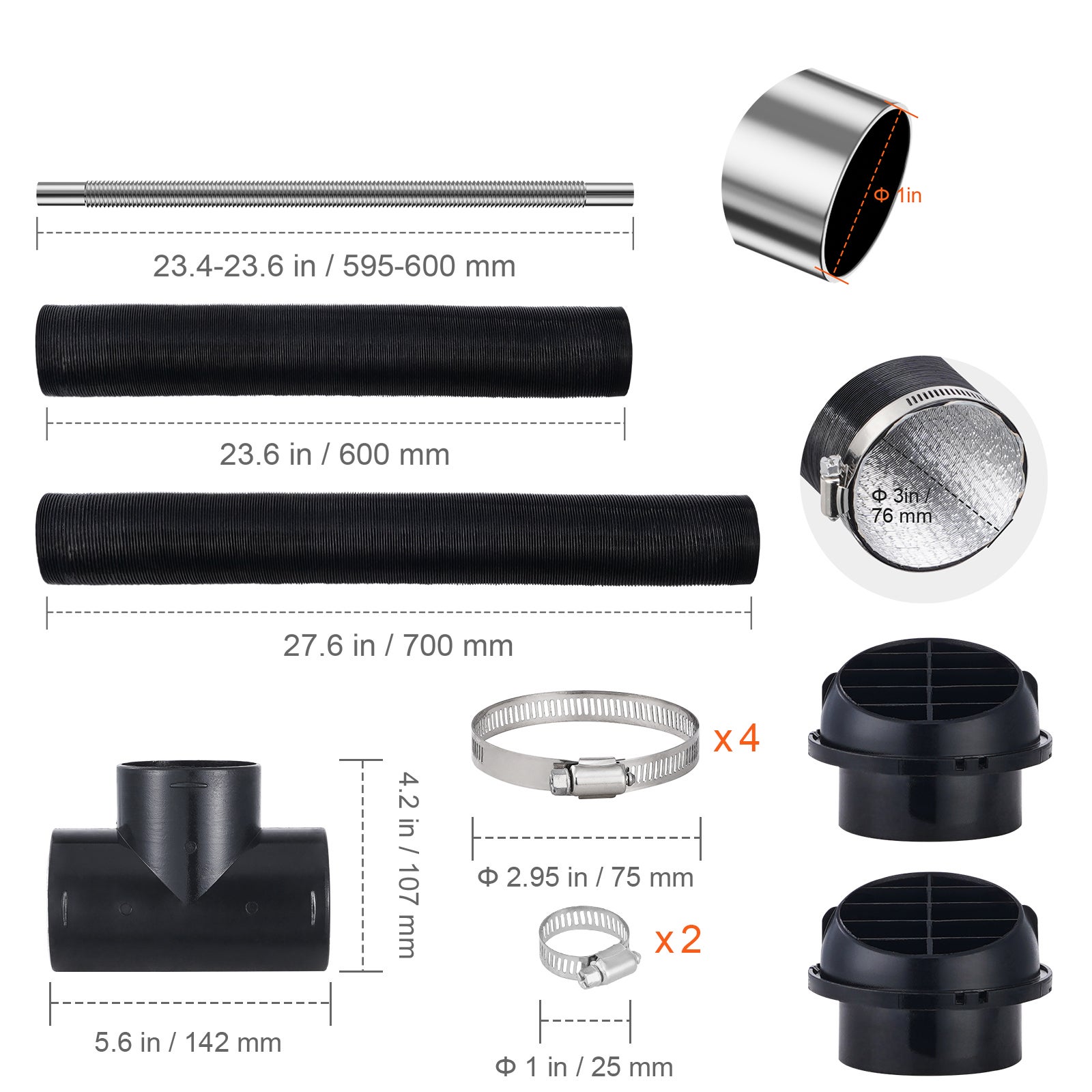 Ensemble conduits chauffage diesel,SucceBuy tuyau d'échappement en acier inoxydable 1
