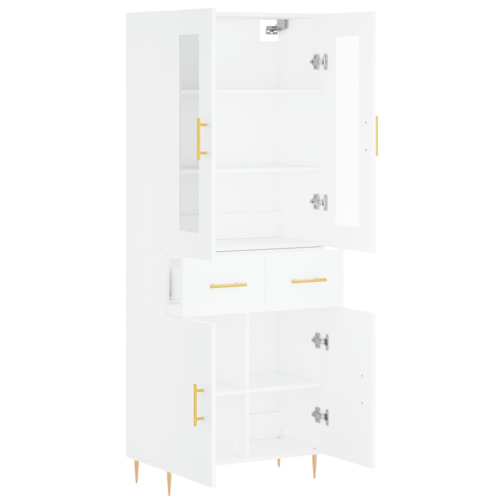 Buffet haut Blanc 69,5x34x180 cm Bois d'ingénierie - 4