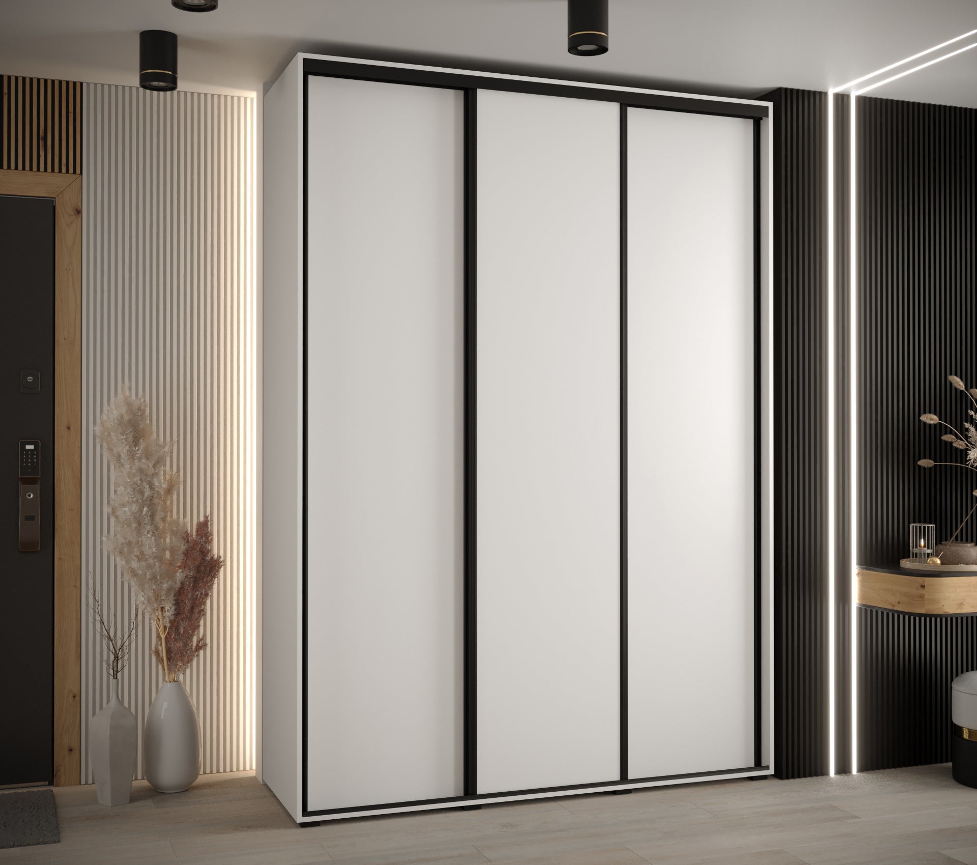 Szafa przesuwna wysoka Davos 1 180 x 45 x 235,2 cm biały + biały + u. czarny - Abiks Meble - 2