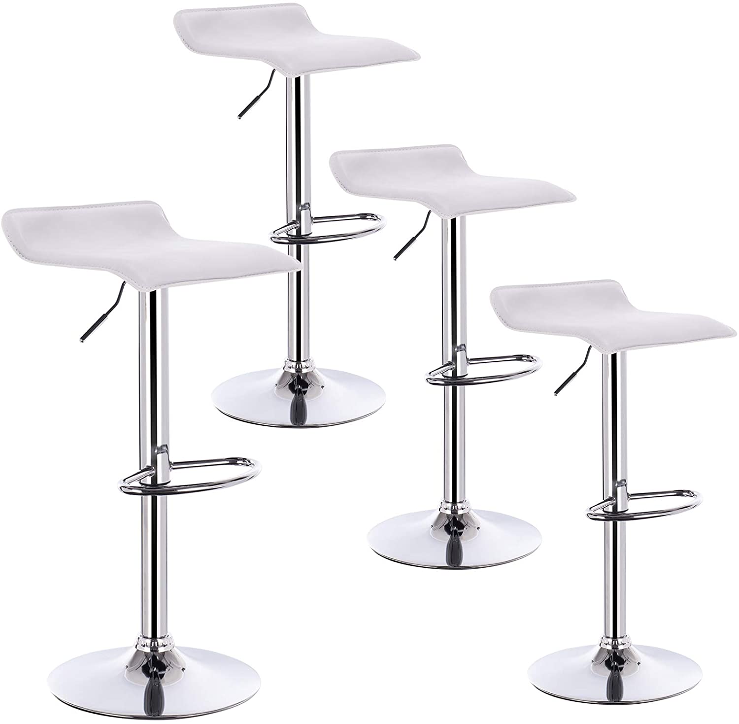 ML-Design Lot de 4 Tabourets de Bar en Velours, Bleu, Chaise Rembourrée avec Dossier et