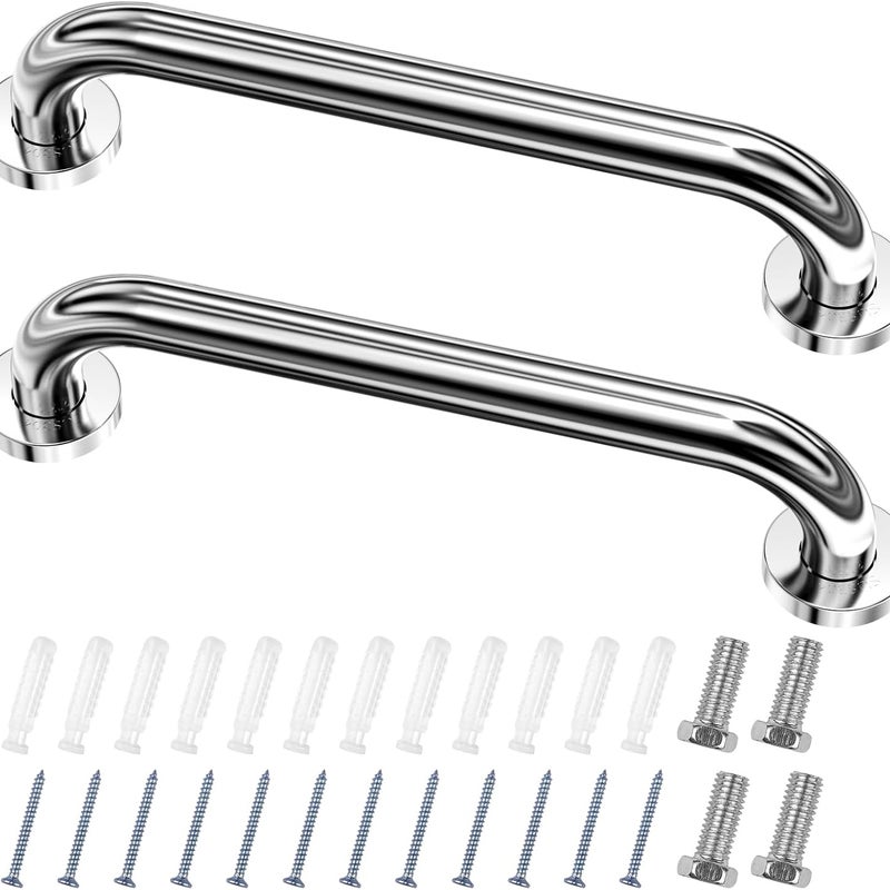 Uchwyty toaletowe, 2 sztuki, 40 cm, kątowe, ze stali nierdzewnej, dla seniorów, osób niepełnosprawnych i dzieci